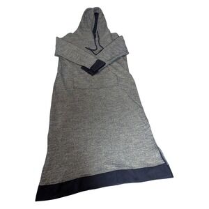 Soft Surroundings Lazy Day Hoodie Dress PL Blue Gray Textured Jersey Thumb Holes